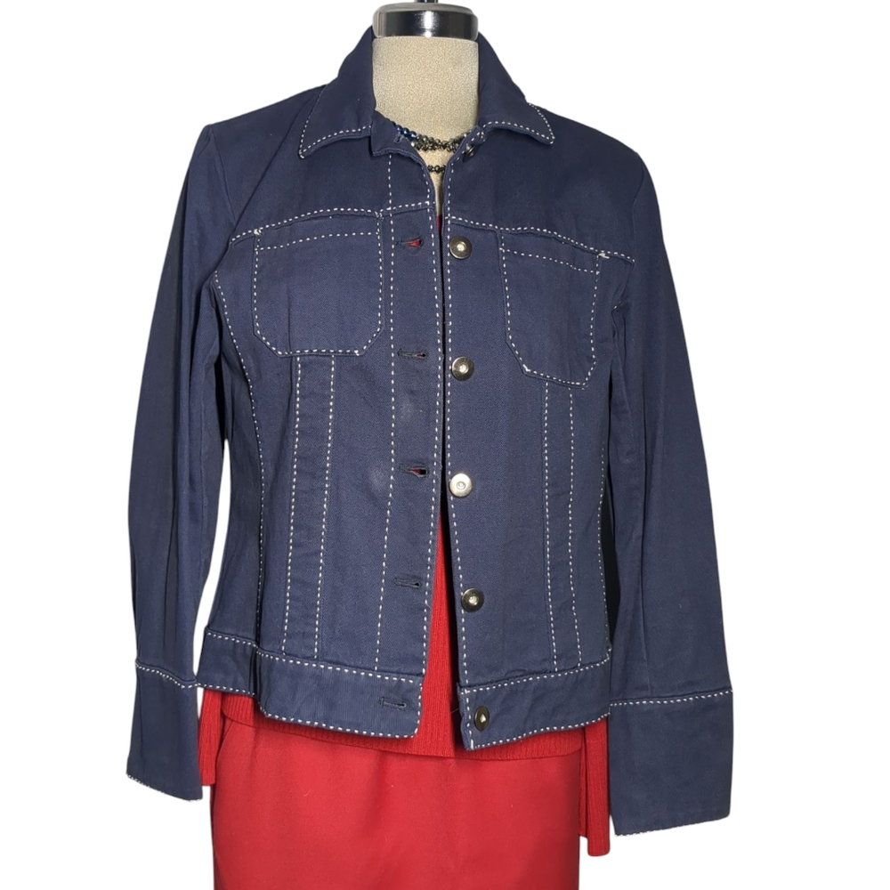Women's Navy Jacket with Contrast Stitching